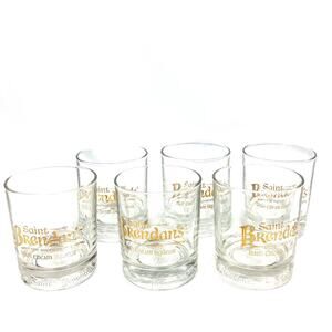 St Brendan's Irish Cream Liqueur Rocks Glasses Set of Six with gold lettering